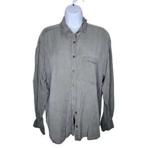 Vintage 90s Banana Republic Long Sleeve Button Up Safari Shirt Womens Size L Gre